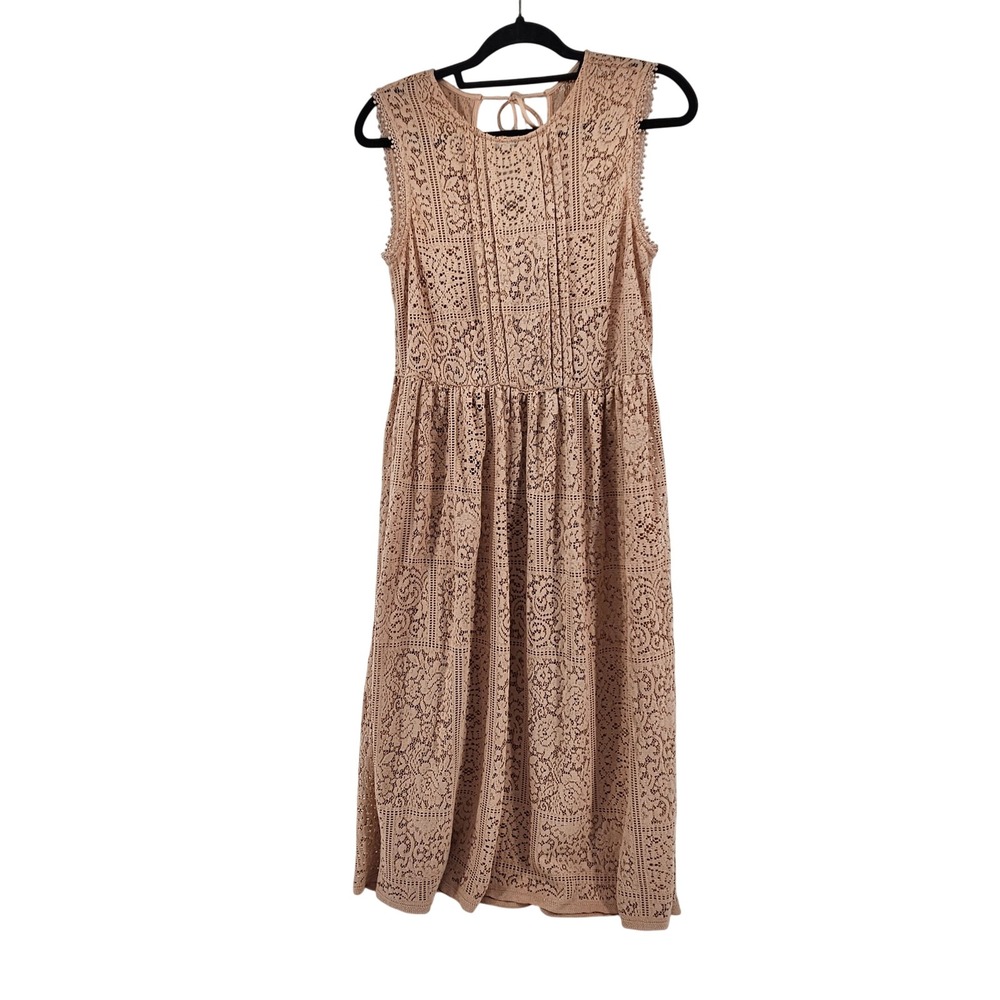 Dusty Rose Sheer Lace Sleeveless Midi Dress‎ Boho Soft Girl Coquette Romantic